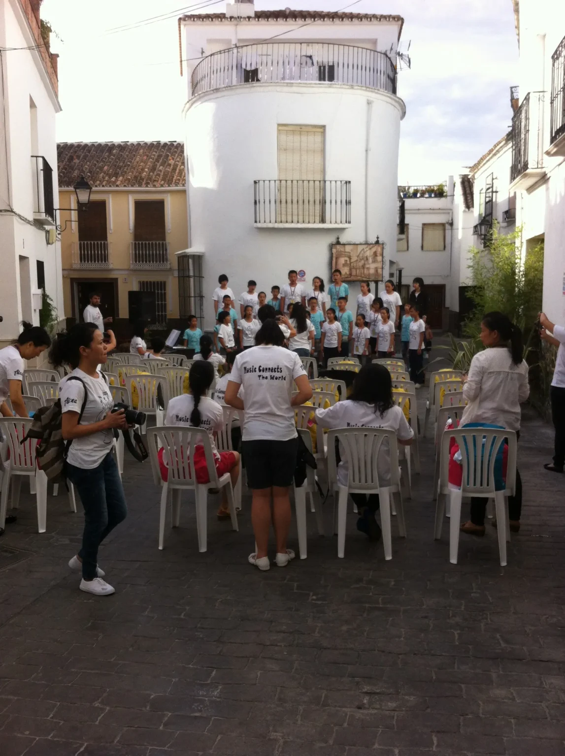 Podium and sound system for a small business event in Malaga.