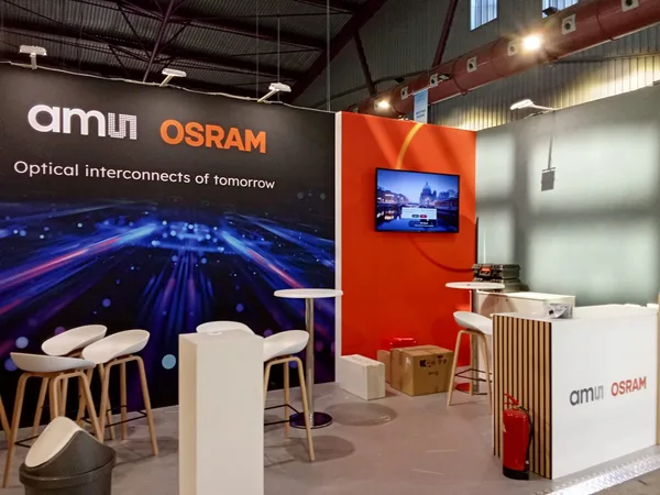Stand display screen installed at the ECOC 2026 exhibition in Malaga